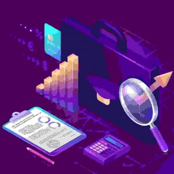 Investment portfolio isometric landing page. Business briefcase with financial strategy plan or analytic charts. Service for growing money, stock market trading and capital income 3d vector web banner